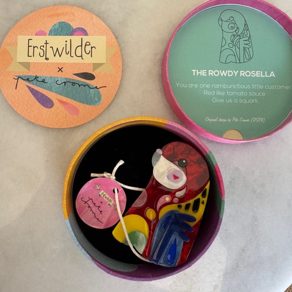 Erstwilder x Pete Cromer Rowdy Rosella Brooch - Picture 2 of 3